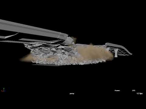 Elevated Highway Collapse Maya Fluids Smoke FX Tests