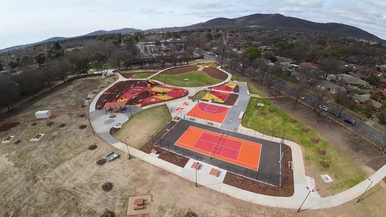 Aerial view of Canberra's new Inner North Playground in Watson