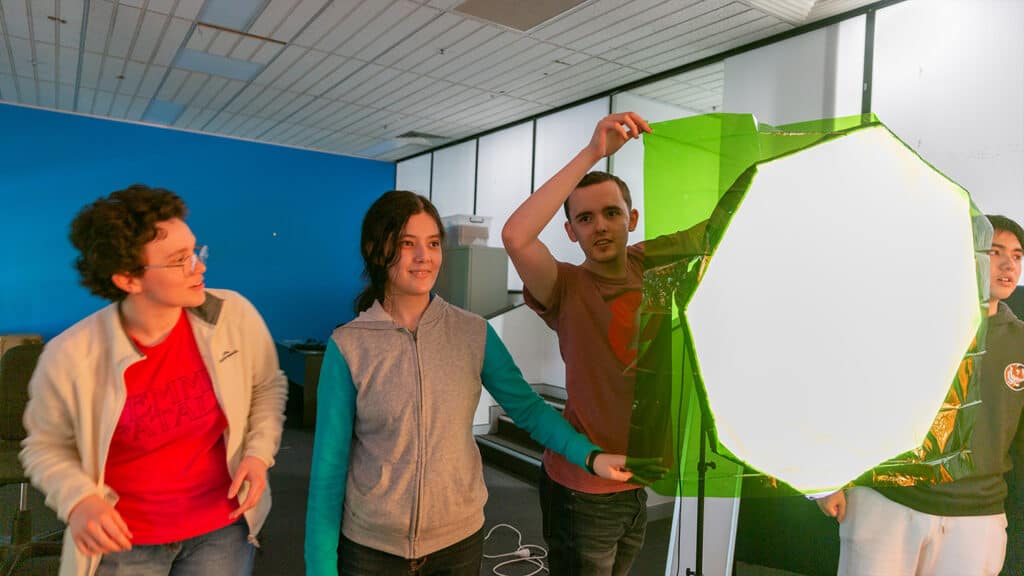 AIE Students using stage craft